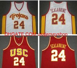 Vintage 24 Brian Scalabrine USC Trojans College Basketball Jersey Maat S-4XL 5XL Aangepaste naamnummer Jersey