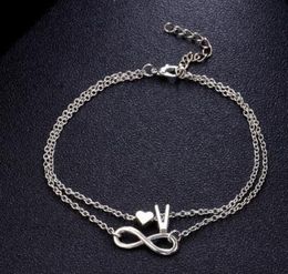 Vintage 26 Brief Aklet Armbanden Vrouwelijke Initiaal Hart Infinity Charm Bohemian Friend Sieraden Gift Ankles Bangle voor Dames Meisjes DHL GRATIS