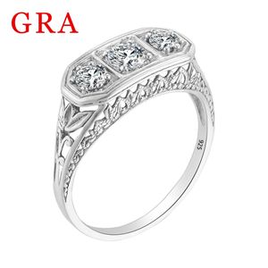 Vintage 3 Ring en pierre femme solide 925 Silver Wedding Band Bridal Vitria certifié Fine Jewlery pour le banquet de fiançailles 240424