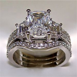 Vintage 3ct Gold Wedding 10K Engagement Diamond Ring Ensembles 925 Sterling Silver Lab Bijou Bijou For White Rings Women Men Bijoux KKPQK