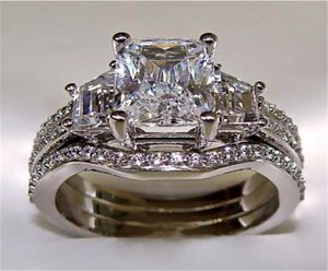 Vintage 3ct Gold Wedding 10K Engagement Diamond Ring Ensembles 925 Sterling Silver Lab Bijou Bijou for White Rings Women Men Bijoux KKP8891281