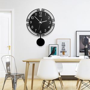 Vintage 3D Digital Swing Wall Clock Diseño moderno Acrílico Péndulo Reloj creativo Sala de estar Decoración del hogar Relojes colgantes T200103