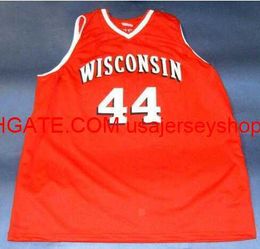 Vintage #44 Frank Kaminsky Custom Wisconsin Badgers Basketball Jersey Maat S-4XL 5XL Aangepaste naamnummer Jersey