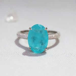 Bague de promesse Vintage en Tourmaline Paraiba 4ct, bague de fiançailles en argent Sterling 925 pour femmes, bijoux de mariée plus fins