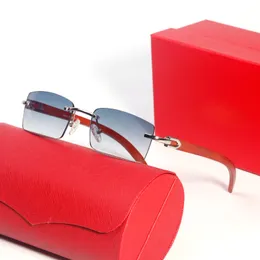 Vintage 58 mm Diseñador Gafas de sol para hombres Marco de madera Carti Espejo Gafas de sol Puente del corazón Rectángulo Mujer Hombre UV400 Gafas Mujer Anteojos lunettes luxe