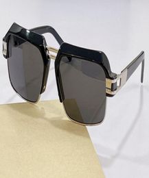 Vintage 6020 vierkante zonnebrillen zilver Zwart grijze lensglazen mode -accessoires zonnebril voor mannen UV400 bescherming brillen met3060343