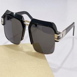 Vintage 6020 vierkante zonnebril zilver zwart grijs lens bril mode accessoires zonnebril voor mannen UV400 bescherming brillen with251I