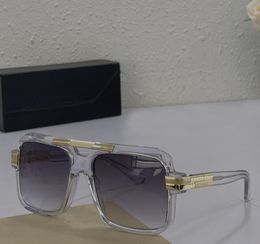 Lunettes de soleil carrées Vintage 663, monture en cristal doré, verres dégradés gris, occhiali da sole, lunettes de soleil Vintage pour hommes avec boîte