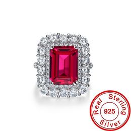 Vintage 6ct Ruby Diamond Promise Ring 100% réel 925 STERLING SIGNEMENT ANGAGNE BAGLE DE MEADUSE pour femmes bijoux de fête