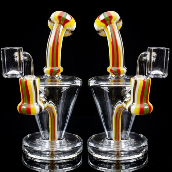 Vintage 6 pulgadas Mini Rasta Glass BONG Hookah Smoking Pipes Quemador de aceite con tazón o Banger puede poner el LOGOTIPO del cliente