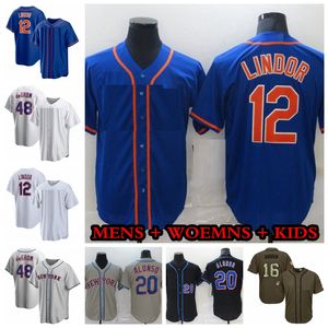 Hommes Jacob deGrom Francisco Lindor Baseball Maillots Pete Alonso 5 Wright Edwin D￭az Davis Starling Marte Max Scherzer McNeil Piazza Seaver Femmes Enfants McCann Bassitt