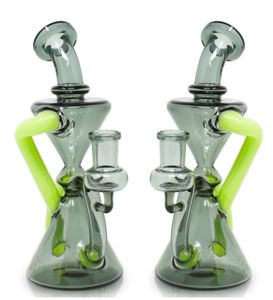 Vintage 8 pouces recycleur Dab Rigs verre BONG narguilé fumer tuyaux brûleur à mazout avec bol ou Banger peut mettre le LOGO du client