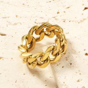 Vintage 8mm Link Chain Trouwringen Anillo Hombre Trendy Goud Kleur Stalen Sieraden Voor Mannen Vrouwen Valentijnsdag Gift 240125