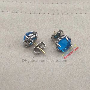 Vintage 925 Luxe Oorknopjes voor Dames Meisje Creatief Twist Kronkelend Blauw Geometrisch Rond Helder Steen Handgemaakt Feest Zilver Kleur Sieraden Oorbel