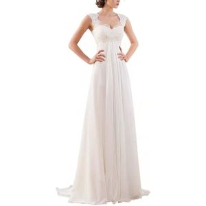 Vintage A-Line Chiffon Empire Bridal Gowns Long Sweetheart Custom Made Robe de Mariée Lace Beaded Pregnant Wedding Dresses for Women