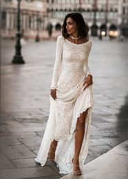 Robe de mariée modeste en dentelle vintage avec manches longues robe de mariée boho simple avec manches complètes Bohemian Beach Robe de mariage