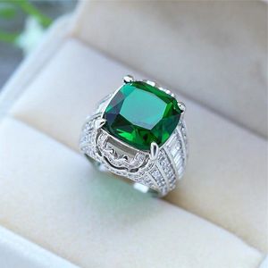 Vintage AAAAA Emerald CZ Ring 925 Sterling Silver Engagement Wedding Ringen voor vrouwen Men Fijn feest sieraden Gift Iwdec