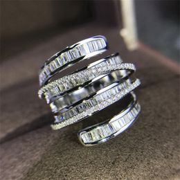 Vintage Across Lab Diamond Promise Ring 925 sterling Silver Engagement Wedding Band Ringen voor vrouwen Bridal Party Jewelry Gift