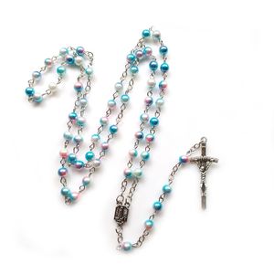 Vintage acryl kralen streng kruis rozenkrans hanger nekking voor mannen vrouwen religieuze bid sieraden