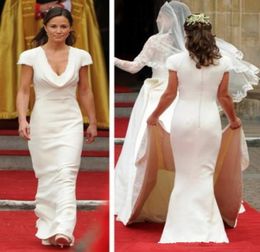 Vintage abordable Pippa Middleton Robe de demoiselle d'honneur pas cher design simple robes de mariée blanche une ligne robes de mariée drapées uk8814517