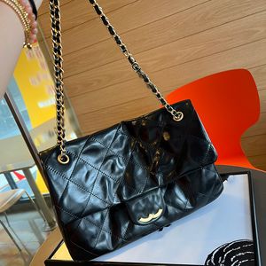 Vintage Airport Bag Black Gold Chain Letter Logo Designer Tas Cowhide Clamshell Hardware CC Buckle Luxury Handtas Matelasse Chain Crossbody Bag winkels 32 cm 32 cm