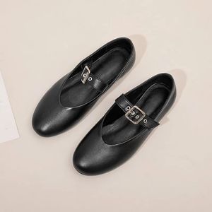 Vintage Aiyuqi Echte natuurlijke Mary Leather Herfst Jane Pointed Toe Ballet Flat Casual Shoes Women 240412 400