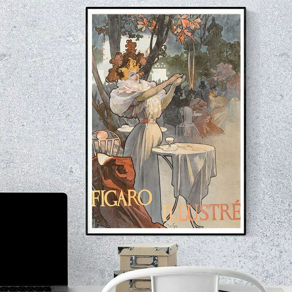 Vintage Alphonse Mucha Carteles de arte de obras de arte Pintura de lienzo de pared Carteles retro e imagen de pared impresa para la decoración de la sala de estar