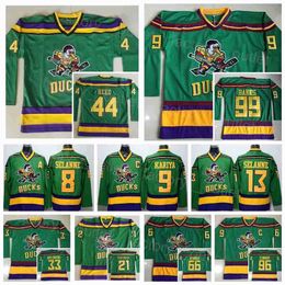 Vintage Anaheim Throwback Ducks Hockey 66 Gordon Bombay Jersey 99 Adam Banks 9 Paul Kariya 35 Jean-Sebastien Giguere 96 Charlie Conway 21''Nhl''Shirt