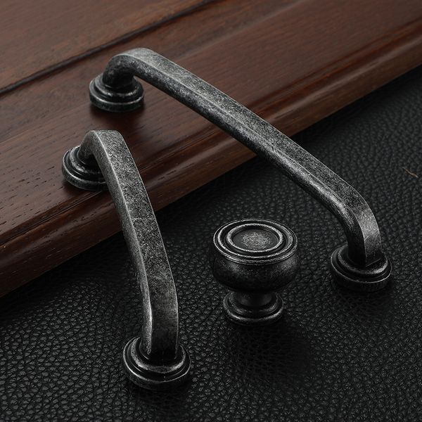 Manijas antiguas de muebles antiguos perillas de la puerta del cajón de la puerta gris asa del gabinete de bronce tirar del armario del hardware vintage de madera 675