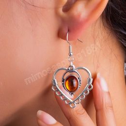Vintage Antique argent couleur creux coeur boucles d'oreilles mode femmes rétro Simple décontracté boucles d'oreilles bijoux