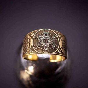 Vintage Aartsengel Metatron Warrior Knight Angel of Life Seal Verstelbare Ringen voor Mannen Solomon Kabbalah Ring Amulet Aesthetic272o