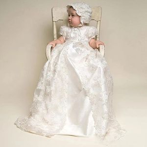 Vintage bébé fille robe baptême fête d'anniversaire mariage baptême infantile dentelle robe de baptême fabriqué à la main robe d'héritage ensemble 240319