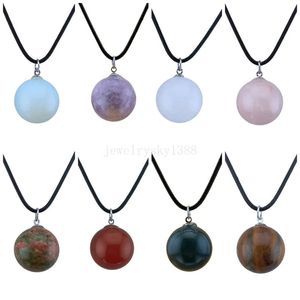 Vintage Ball Crystal Pendant ketting met lederen touw chakra charm kristallen jubileumgeschenk voor vrienden en geliefden