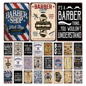 Vintage Barber Shop Métal Peinture Barbershop Affiche Bar Pub Rétro Plaque Coupe De Cheveux et Rasage Barbe Fer Peintures Art Plaques 20cmx30cm Woo