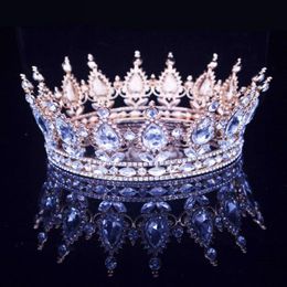Vintage barokke koningin koning bruid tiara kroon voor vrouwen hoofdtooi prom bruids bruiloft tiara's en kronen bruid haar sieraden Accessor313N