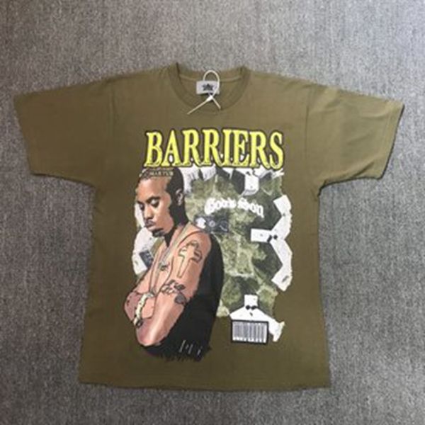 Vintage Barriers Worldwide T-shirts Grande taille Hommes T-shirts 100% coton Poids lourd Strong Big Tall Tops Hommes T-shirt surdimensionné Streetwear Tee Femme Manches courtes Tees