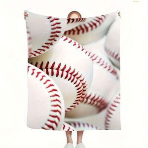 Manta de lanzamiento de temporada de béisbol vintage: comodidad de poliéster múltiple cálido, suave y duradero para el 100% de poliéster para el sofá, acampar en la cama