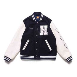 Vintage honkbaljassen mannen harige brief borduurwerk patch varsity jas dikke college stijl casual chaquetas losse paar jas x0710