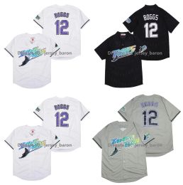 Vintage honkbalshirt 12 Wade Boggs 33 Jose Canseco 3 Evan Longoria 5 Wander Franco 29 Fred McGriff Tony Saunders 39 Hernandez 13 Crawford Wit Grijs Zwart