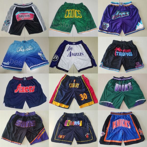 Baloncesto vintage Just Don Pantalones de chándal Use bolsillo con cremallera Fly Shorts Cordón HipPop Sport Solid Zip Up Pant Men Team Stitch Juan Toscano-Anderson Derrick White