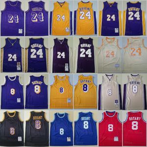 Vintage Basketball Throwback Jersey 8 Bean The Black Mamba 2001 2002 1996 1997 1999 Cosido Amarillo Azul Púrpura Retro Hombres Buena calidad Logotipo del equipo grande