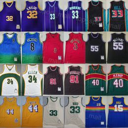 Vintage basketbal throwback jersey heren Tracy McGrady 1 Stephen Curry 30 Tim Duncan 21 Larry Bird 33 John Stockton 12 Dennis Rodman 10 Larry Johnson 2 Retro naaien