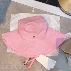 Sombrero de playa vintage lavable para hombre sombrero de cubo sol de verano previene transpirable naranja rosa casqueta forro de algodón borlas casuales lienzo sombreros de diseñador PJ027 C23