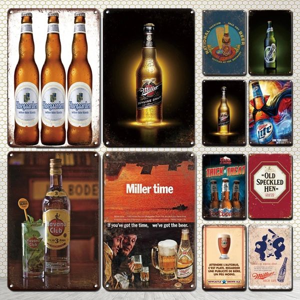 Vintage Beer Metal Poster Tin Sign Rétro Grande Taille Art Peinture Murale Autocollants Plaques Métalliques Shabby Chic Bar Home Wall Decor Plaque 20cmx30cm Woo