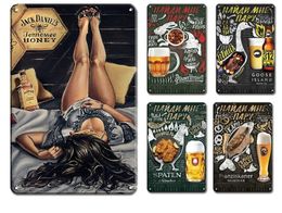 Affiche de bière Vintage, peinture en métal, plaques métalliques décoratives, rétro, signes de Bar Tiki, Shabby Chic, Sexy, Pin Up Girl, autocollant, décoration murale de maison, 20cm x 30cm Woo