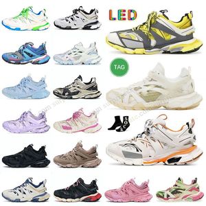 Vintage Beige LED Track 3.0 Chaussures de créateur Tracks LED Baskets Noir Blanc Vert Transparent Nitrogen Crystal 17FW Chaussures de course Hommes Femmes Baskets d'extérieur