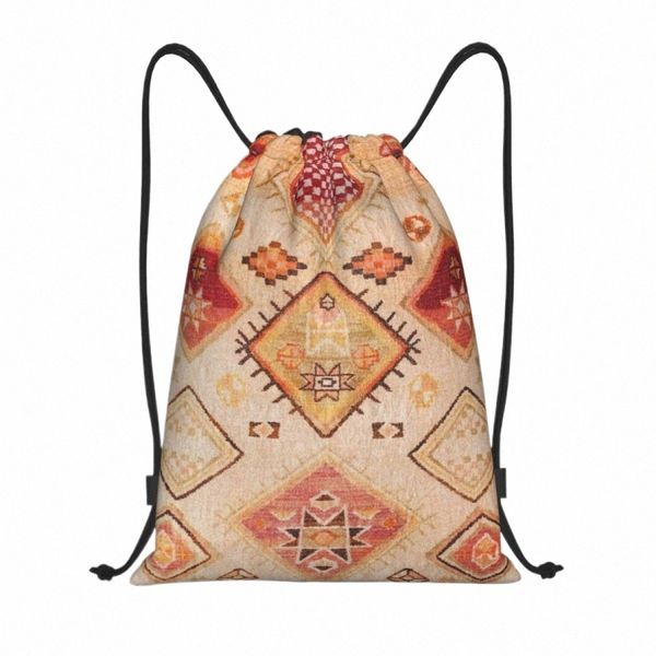 Vintage désert berbère traditionnel style marocain sac à cordon pliable salle de sport Sackpack bohème géométrique Diamd sacs à dos H71y #