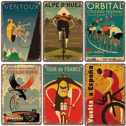 Vintage Bicycle Metal Tin Signs Plate Poster Retro World Cycling Metal Signs Wall Decor for Garage Bar Pub Ride Bike Iron poster Bicycle race Décoration Taille 30X20 w01