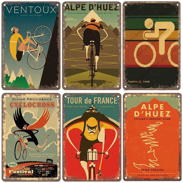 Vintage Vélo Affiche Métal Peinture Signes Plaque Rétro Vélo Cyclocross Sports Orbital Métal Plaque Tin Sign Garage Maison Mur Décor 20x30cm W02
