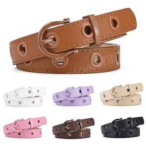 Ceinture en cuir PU pour femmes, Vintage, grand trou, œillet Punk, trous, ceinture de taille creuse avec boucle ardillon en alliage, ceintures fines y2k